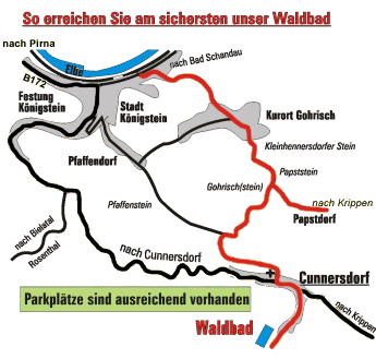 Anfahrt Waldbad Cunnersdorf